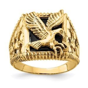 10K Men's Onyx Eagle Ring